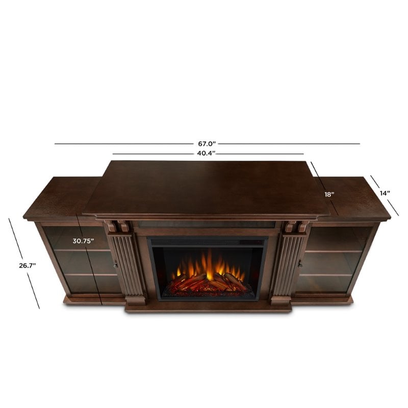 Real Flame Calie TV Stand with Electric Fireplace in Dark Espresso