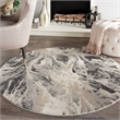 Inspire Me Home Decor Elegance 4' Round Gray and White Fabric Modern Indoor Rug