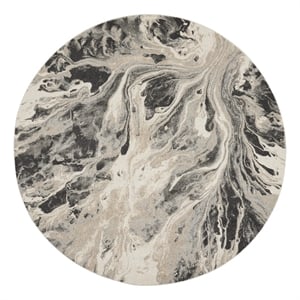 Inspire Me Home Decor Elegance 4' Round Gray and White Fabric Modern Indoor Rug