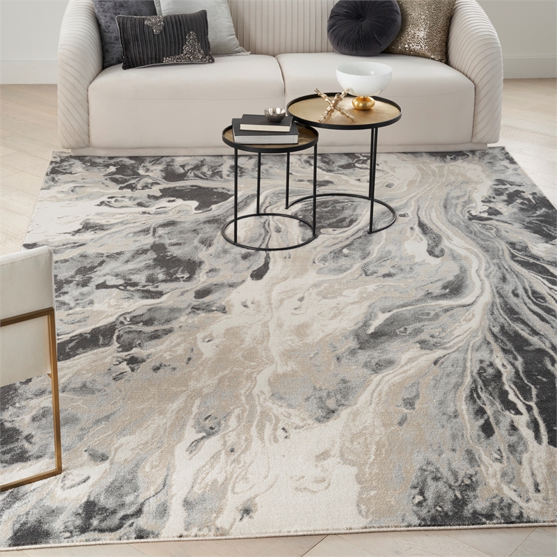 Nourison  Elegance 6' x 9' Fabric Gray Multicolor Modern Indoor Rug