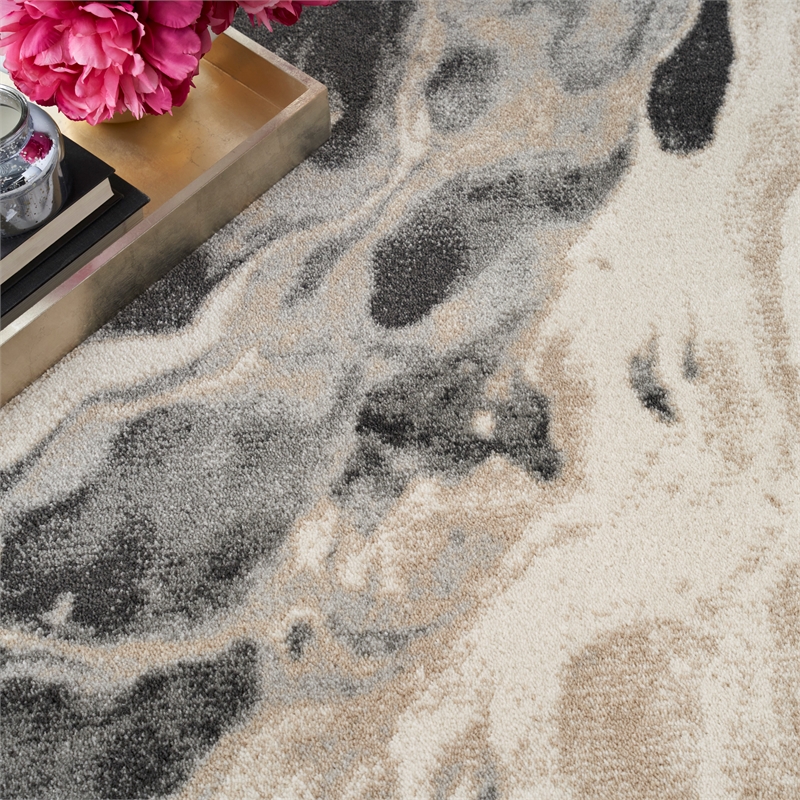 Nourison  Elegance 6' x 9' Fabric Gray Multicolor Modern Indoor Rug
