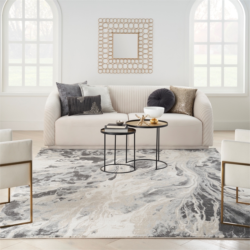 Nourison  Elegance 6' x 9' Fabric Gray Multicolor Modern Indoor Rug