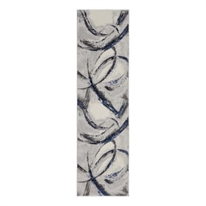 Nourison Splash 2'2&quot x 7'6&quot Gray Navy Modern Indoor Fabric Rug