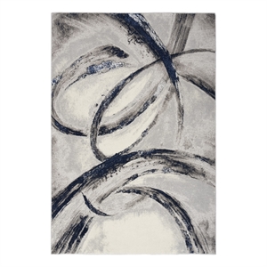 Nourison Splash 5'3&quot x 7'3&quot Gray Navy Modern Indoor Fabric Rug