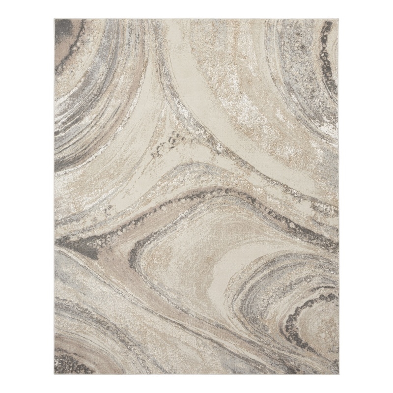 Nourison Splash 9' x 12' Cream Gray Modern Indoor Fabric Rug