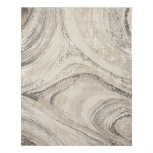 Nourison Splash 9' x 12' Cream Gray Modern Indoor Fabric Rug