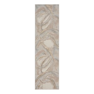 Nourison Splash 2'2&quot x 7'6&quot Beige Gray Modern Indoor Fabric Rug