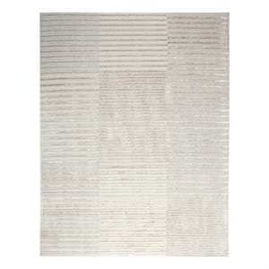 Nourison Splash 7'10&quot x 9'10&quot Beige Silver Modern Indoor Fabric Rug
