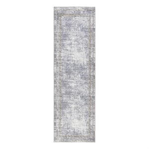 Nourison  Daydream 26x90&quot Indoor Contemporary Fabric Rug in Silver/Gray