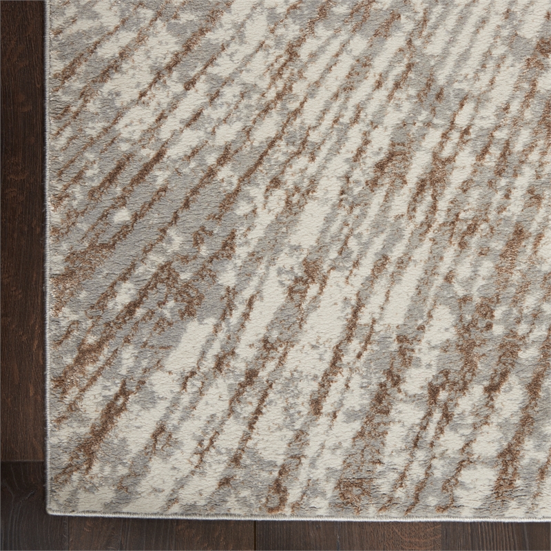 Nourison Glow 6' x 9' Gray Mocha Glam Fabric Indoor Rug