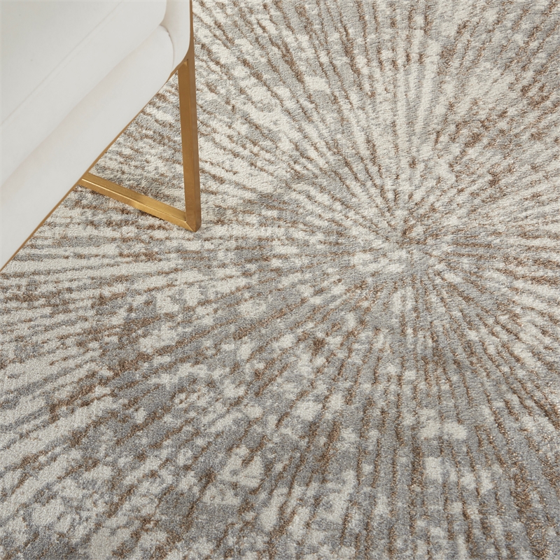 Nourison Glow 6' x 9' Gray Mocha Glam Fabric Indoor Rug