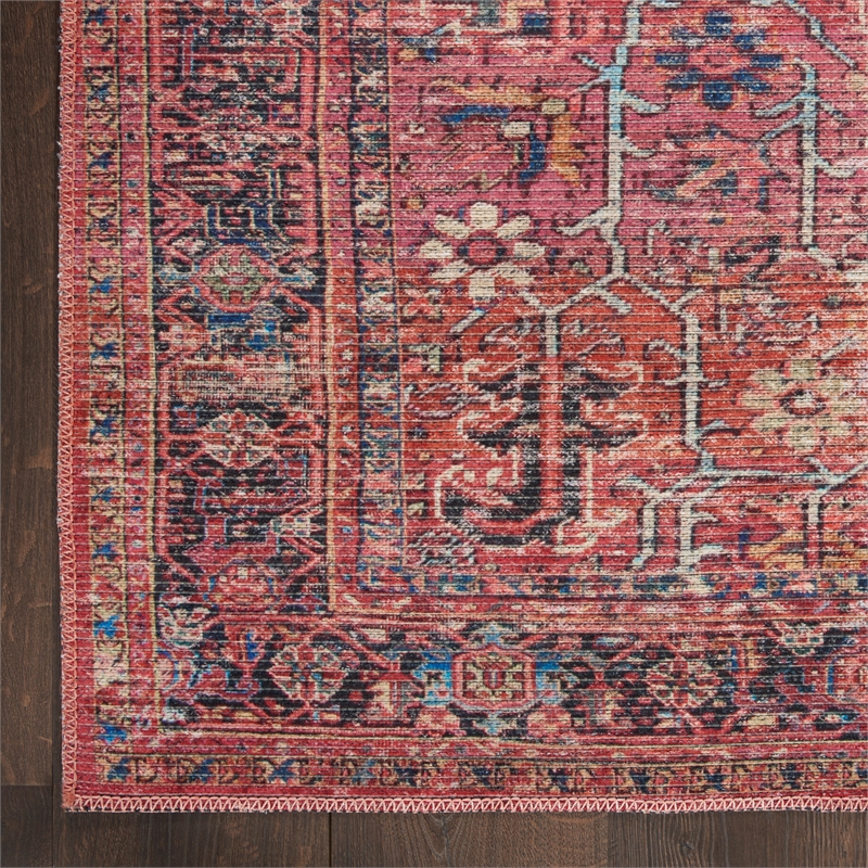 Machine Washable Series 1 9' x 12' Brick Fabric Vintage Area Rug