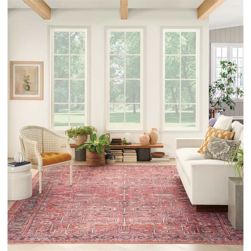 Machine Washable Series 1 9' x 12' Brick Fabric Vintage Area Rug