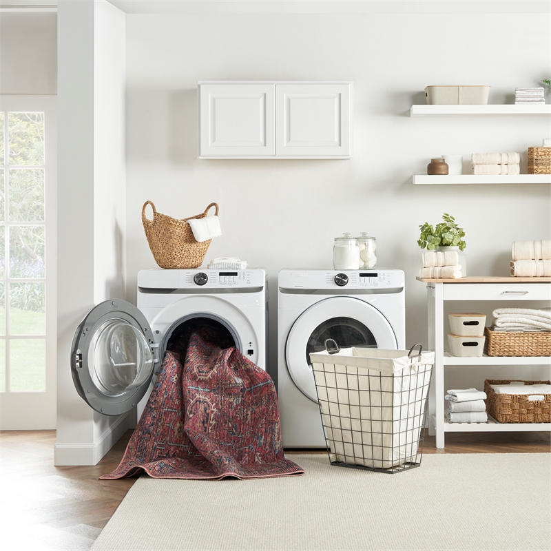 Machine Washable Series 1 9' x 12' Brick Fabric Vintage Area Rug