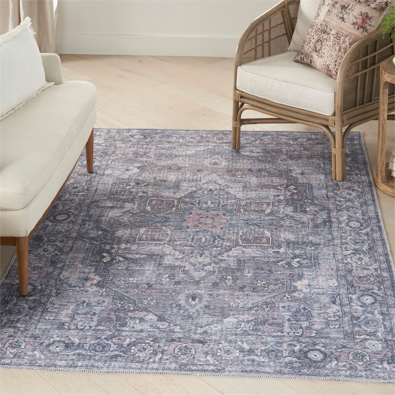 Nourison New Concept Washables 4' x 6' Grey Vintage Indoor Rug