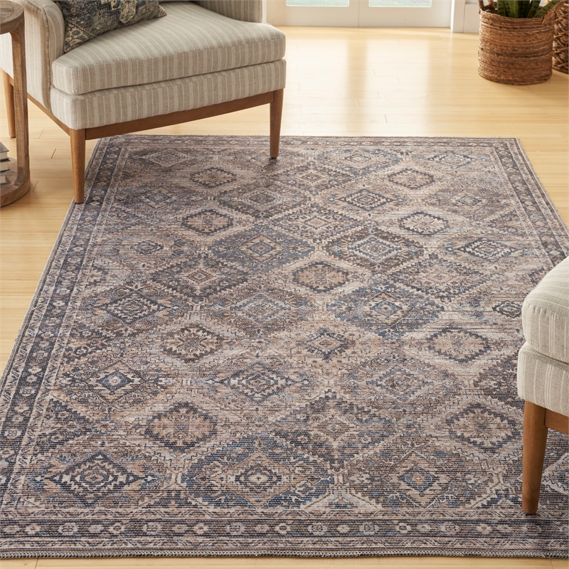 Nourison New Concept Washables 4' x 6' Ivory Latte Vintage Indoor Rug