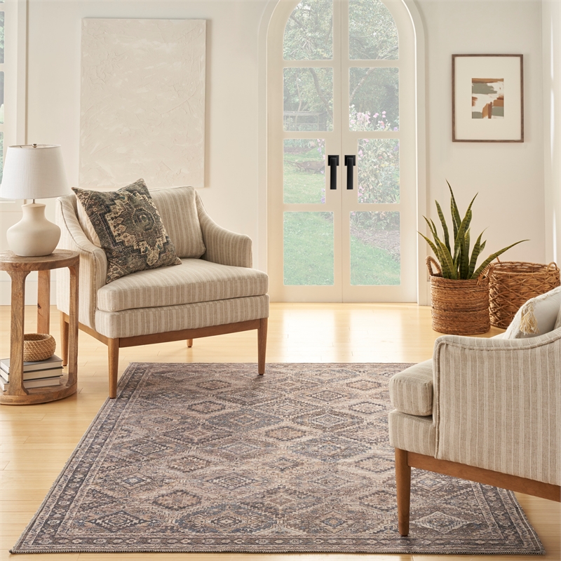 Nourison New Concept Washables 4' x 6' Ivory Latte Vintage Indoor Rug