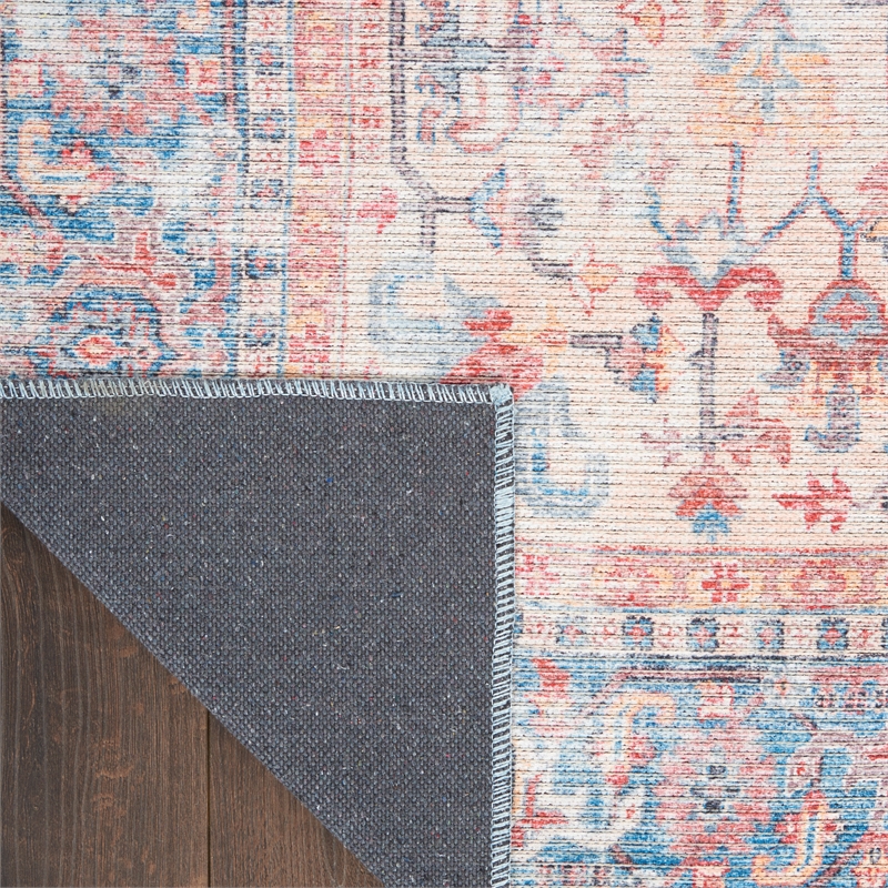Nourison New Concept Washables 2' x 6' Blue Multicolor Vintage Indoor Rug