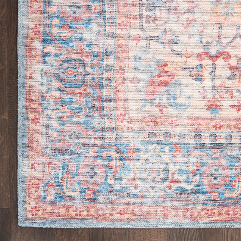 Nourison New Concept Washables 2' x 6' Blue Multicolor Vintage Indoor Rug