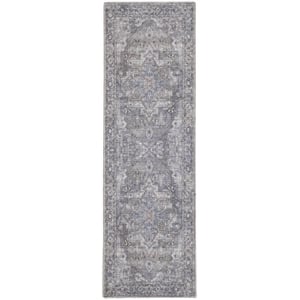 Nourison New Concept Washables 2' x 6' Grey Vintage Indoor Rug