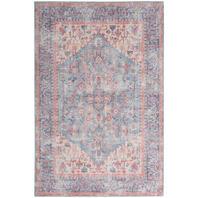 Nourison New Concept Washables 4' x 6' Blue Multicolor Vintage Indoor Rug