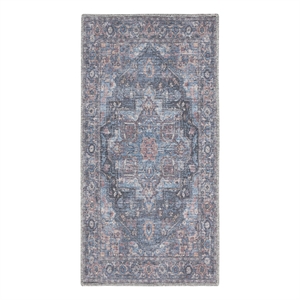 Nourison New Concept Washables 2' x 3'9&quot Light Blue Multicolr Vintage Indoor Rug