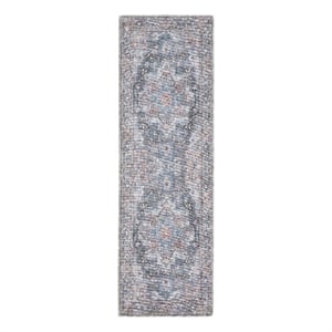 Nourison New Concept Washables 2'2&quot x 10' Light Blue Multicolor Vintage Rug