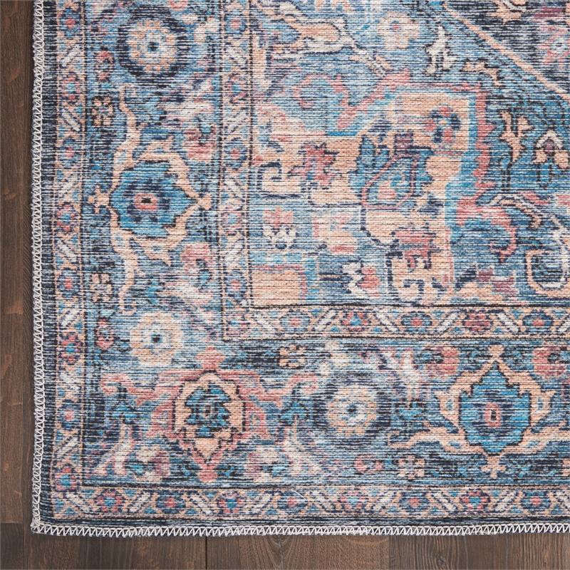 Nourison New Concept Washables 4' x 6' Light Blue Multicolr Vintage Indoor Rug