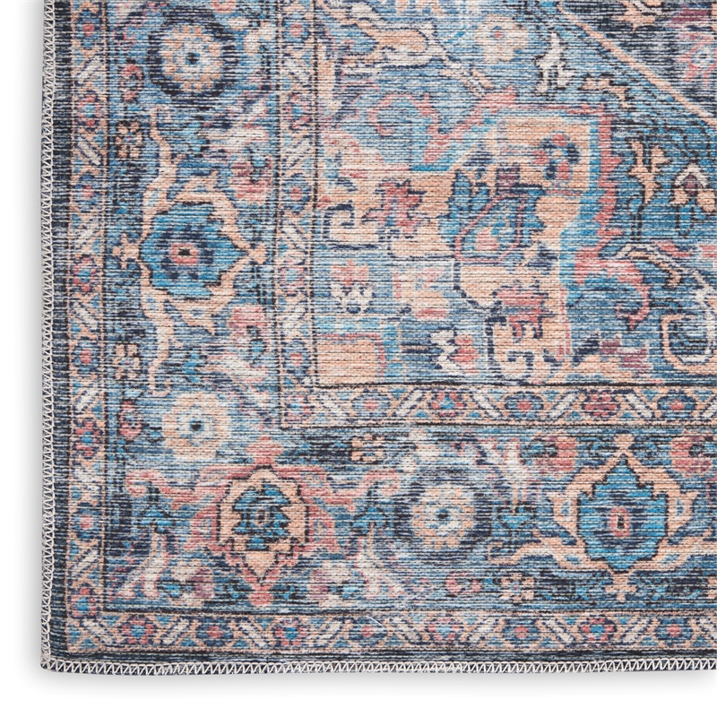 Nourison New Concept Washables 4' x 6' Light Blue Multicolr Vintage Indoor Rug
