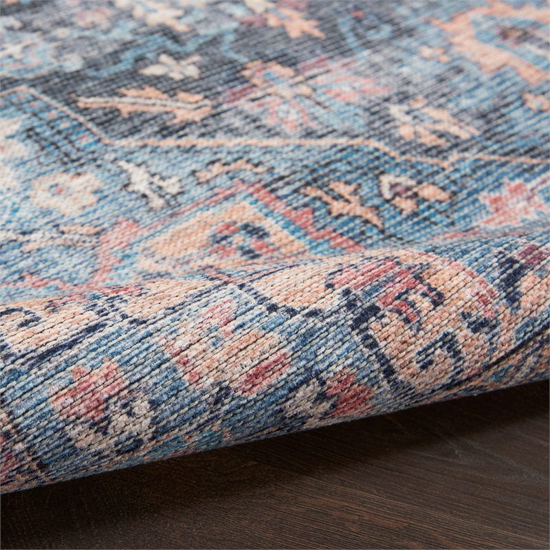 Nourison New Concept Washables 4' x 6' Light Blue Multicolr Vintage Indoor Rug