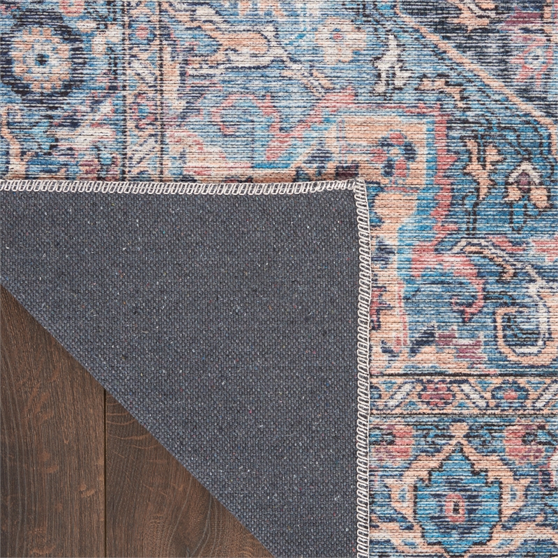 Nourison New Concept Washables 4' x 6' Light Blue Multicolr Vintage Indoor Rug
