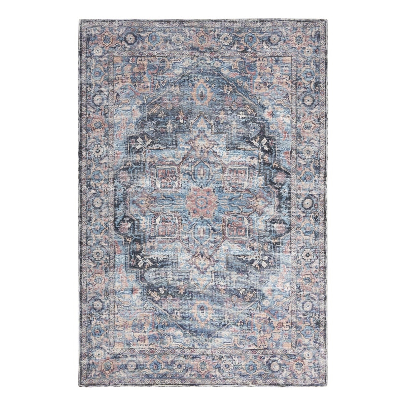 Nourison New Concept Washables 4' x 6' Light Blue Multicolr Vintage Indoor Rug