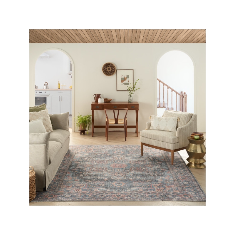 Nourison New Concept Washables 8' x 10' Light Blue Multicolr Vintage Indoor Rug