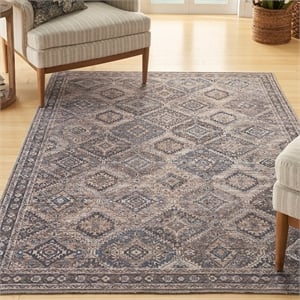 Nourison New Concept Washables 6' x 9' Ivory Latte Vintage Indoor Rug