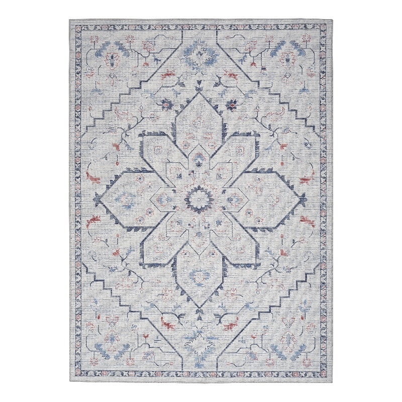 Nourison New Concept Washables 6' x 9' Ivory Blue Farmhouse Indoor Rug
