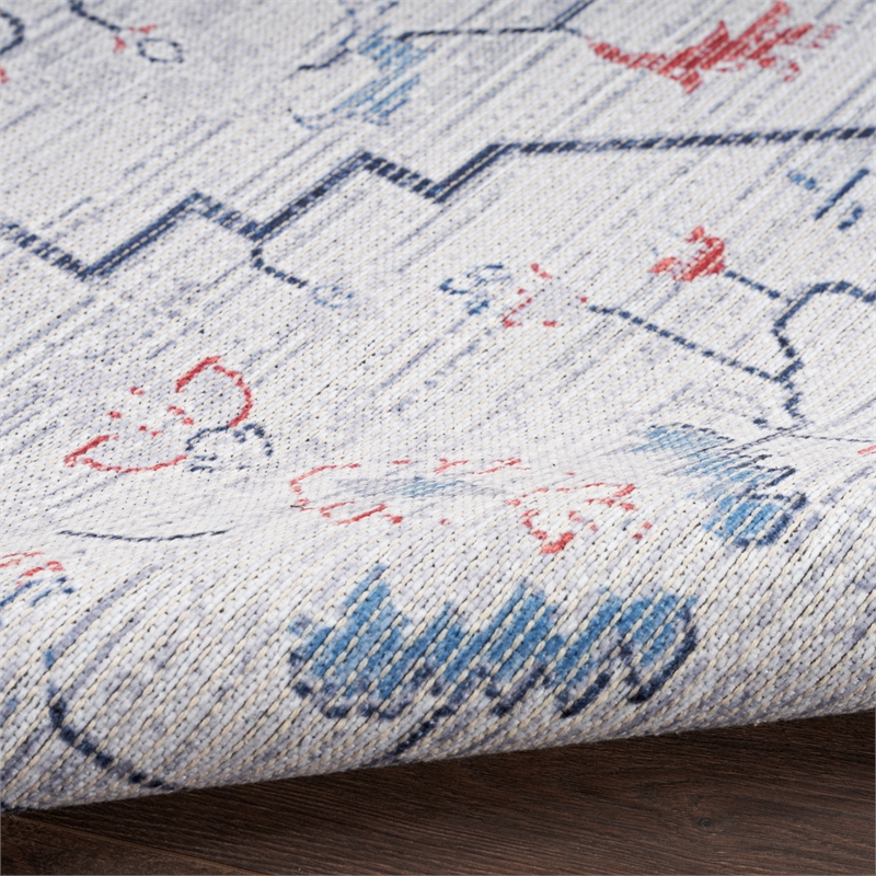 Nourison New Concept Washables 4' x 6' Ivory Blue Farmhouse Indoor Rug