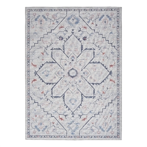 Nourison New Concept Washables 4' x 6' Ivory Blue Farmhouse Indoor Rug