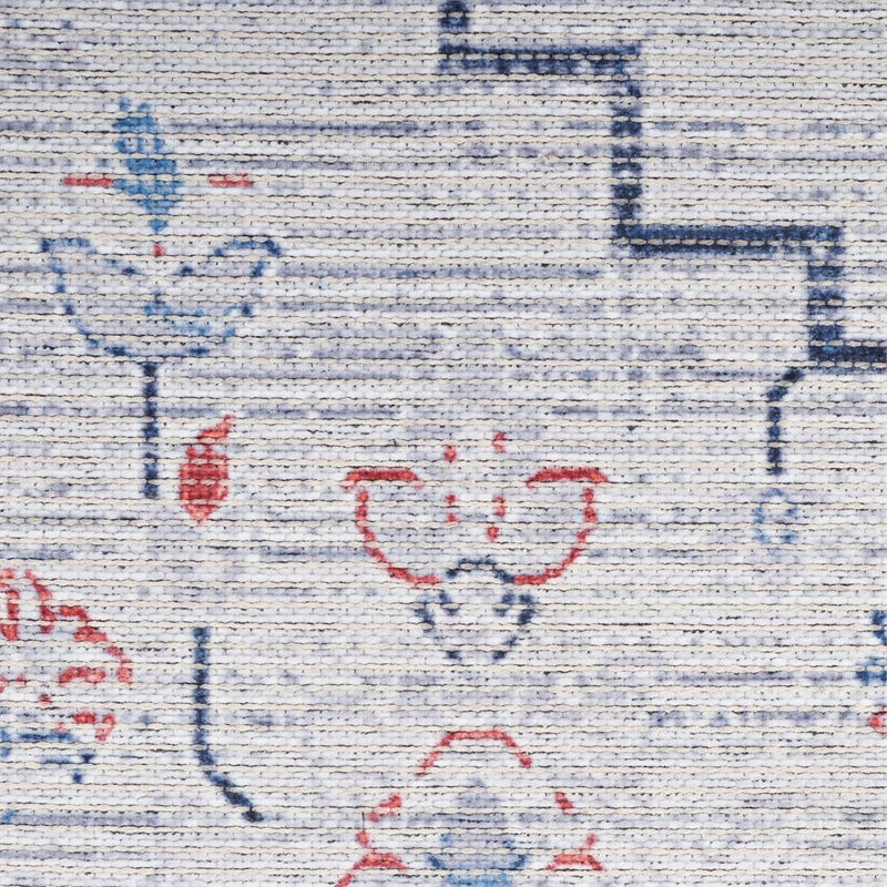 Nourison New Concept Washables 2' x 6' Ivory Blue Farmhouse Indoor Rug