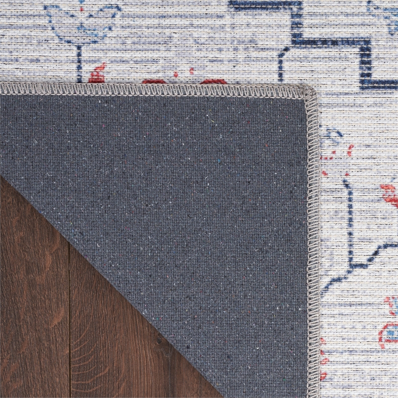 Nourison New Concept Washables 2' x 6' Ivory Blue Farmhouse Indoor Rug