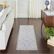 Nourison New Concept Washables 2' x 6' Ivory Blue Farmhouse Indoor Rug