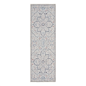 Nourison New Concept Washables 2' x 6' Ivory Blue Farmhouse Indoor Rug