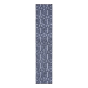Nourison New Concept Washables 2'2&quot x 8' Navy Modern Indoor Rug