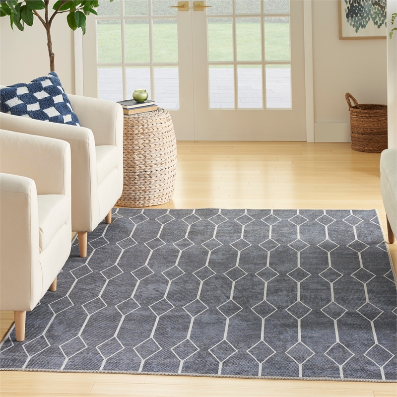Nourison New Concept Washables 4' x 6' Navy Modern Indoor Rug