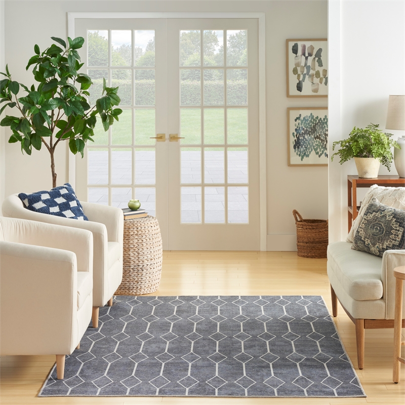 Nourison New Concept Washables 4' x 6' Navy Modern Indoor Rug