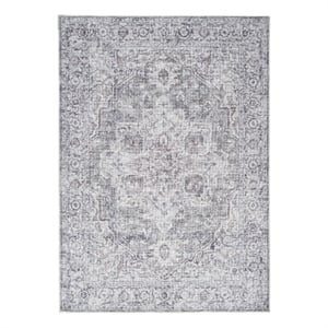 Nourison New Concept Washables 7'10&quot x 9'10&quot Ivory Grey Vintage Indoor Rug