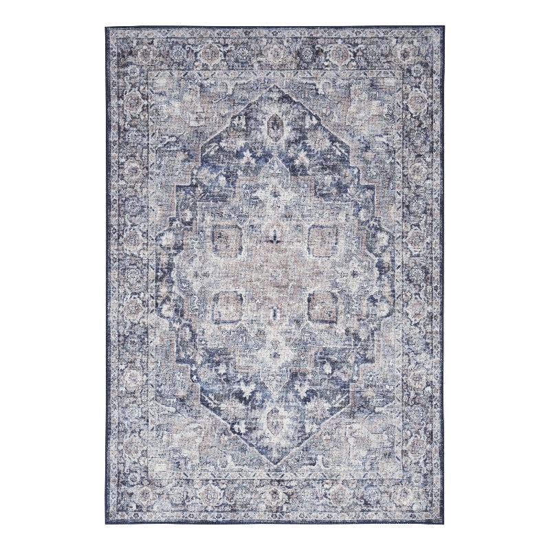 Nourison New Concept Washables 4' x 6' Ivory Navy Vintage Indoor Rug