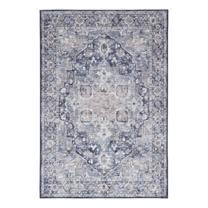 Nourison New Concept Washables 4' x 6' Ivory Navy Vintage Indoor Rug