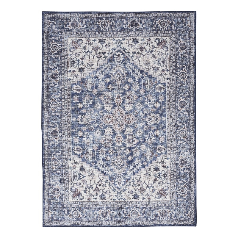 Nourison New Concept Washables 4' x 6' Navy Ivory Vintage Indoor Rug