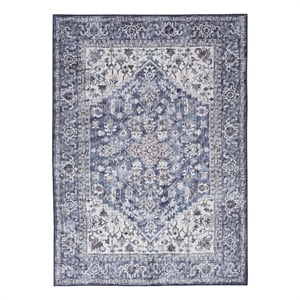 Nourison New Concept Washables 4' x 6' Navy Ivory Vintage Indoor Rug