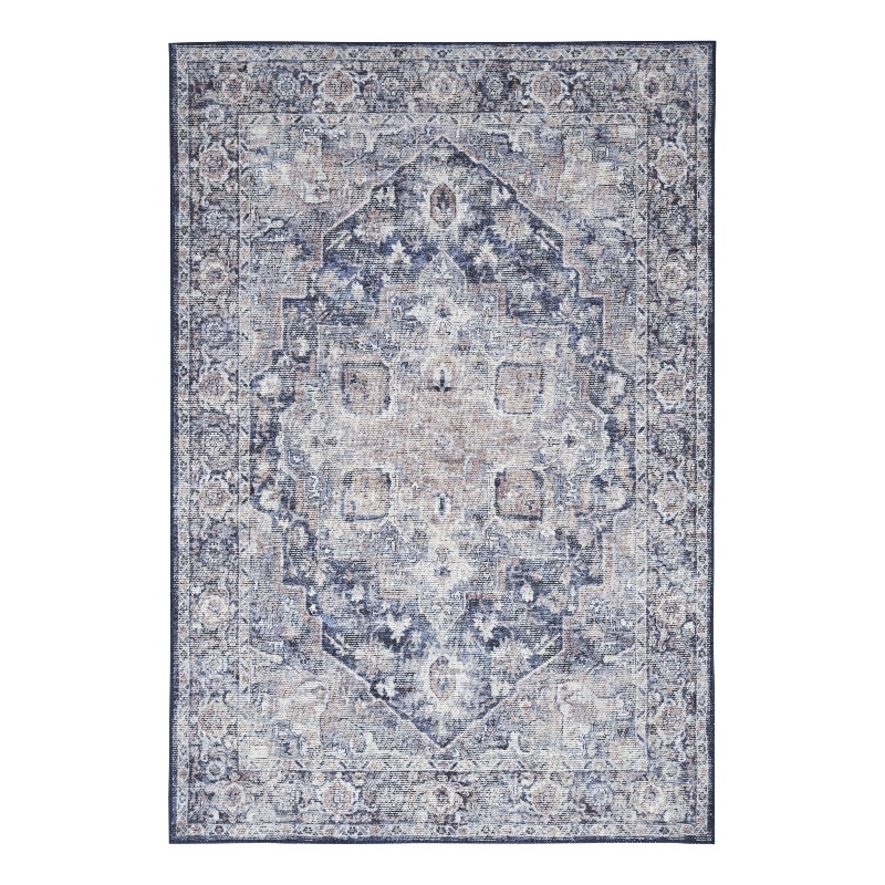 Nourison New Concept Washables 6' x 9' Ivory Navy Vintage Indoor Rug